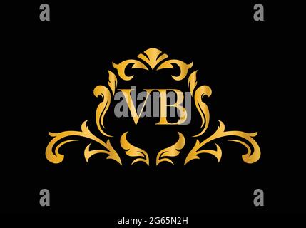 Lettere in alfabeto di lusso VB. Alfabeto floreale dorato . Le iniziali del monogramma perfettamente per gli inviti di nozze, il biglietto di auguri, il logo ed altro disegno. Illustrazione Vettoriale
