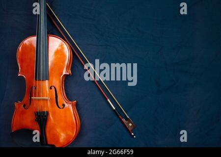 Immagine di violino con closeup e immagine dettagliata. Foto Stock