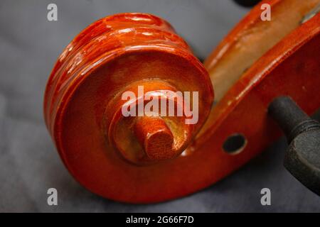 Immagine di violino con closeup e immagine dettagliata. Foto Stock