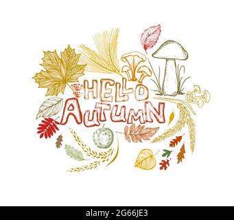 Astrazione delle foglie autunnali. Ciao, autunno. Illustrazione vettoriale Illustrazione Vettoriale