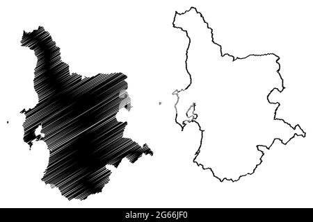 Provincia di Oristano (Italia, Repubblica Italiana, Regione Sardegna) mappa illustrazione vettoriale, schizzo della mappa della provincia di Oristano Illustrazione Vettoriale