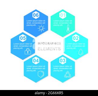 Illustrazione vettoriale degli elementi infografici della tecnologia. Schema a tecnologia vettoriale a progettazione piatta con icone per la visualizzazione dei dati isolato su Illustrazione Vettoriale