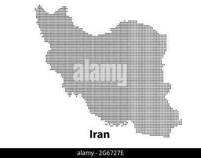 Mappa vettoriale a mezzitoni punteggiata del paese Iran per il vostro progetto, concetto di illustrazione di viaggio. Illustrazione Vettoriale