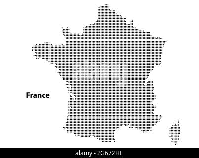 Mappa vettoriale a mezzitoni punteggiata del paese della Francia per il vostro progetto, concetto di illustrazione di viaggio. Illustrazione Vettoriale