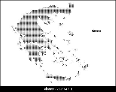 Mappa vettoriale a mezzitoni punteggiata del paese della Grecia per il vostro progetto, concetto di illustrazione di viaggio. Illustrazione Vettoriale
