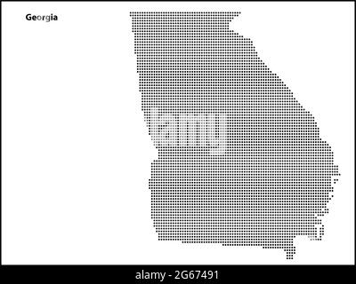 Mappa vettoriale a mezzitoni punteggiata del paese della Georgia per il tuo progetto, concetto di illustrazione di viaggio. Illustrazione Vettoriale