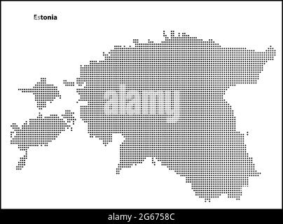 Mappa vettoriale a mezzitoni punteggiata del paese Estonia per il tuo design, concetto di illustrazione di viaggio. Illustrazione Vettoriale