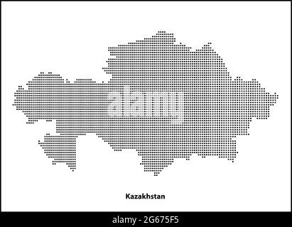Mappa vettoriale a mezzitoni punteggiata del paese Kazakhstan per il tuo progetto, concetto di illustrazione di viaggio. Illustrazione Vettoriale