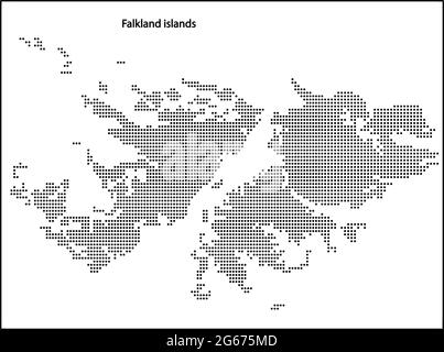 Mappa vettoriale a mezzitoni punteggiata delle isole Falkland paese per il vostro progetto, concetto di illustrazione di viaggio. Illustrazione Vettoriale