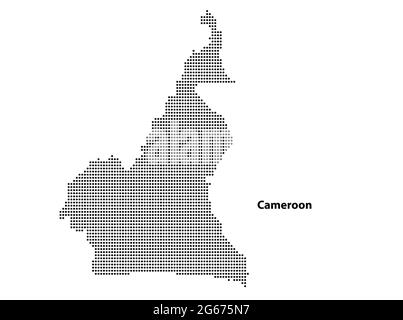 Mappa vettoriale a mezzitoni punteggiata del paese Camerun per il vostro disegno, concetto di illustrazione di viaggio. Illustrazione Vettoriale