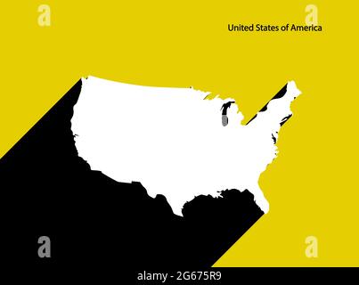 Mappa degli Stati Uniti d'America su poster retrò con ombra lunga. Segno vintage facile da modificare, manipolare, ridimensionare o colorare. Illustrazione Vettoriale