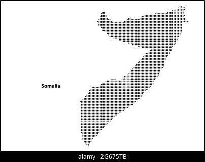 Mappa vettoriale a mezzitoni punteggiata del paese della Somalia per il tuo progetto, concetto di illustrazione di viaggio. Illustrazione Vettoriale