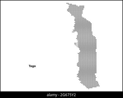 Mappa vettoriale a mezzitoni punteggiata del paese del Togo per il tuo progetto, concetto di illustrazione di viaggio. Illustrazione Vettoriale