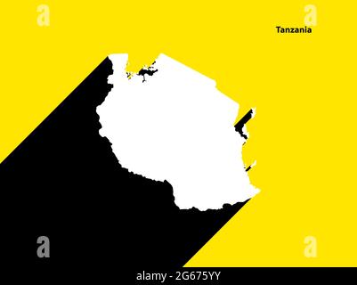 Mappa Tanzania su poster retrò con lunga ombra. Segno vintage facile da modificare, manipolare, ridimensionare o colorare. Illustrazione Vettoriale