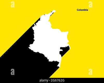 Mappa Colombia su poster retrò con lunga ombra. Segno vintage facile da modificare, manipolare, ridimensionare o colorare. Illustrazione Vettoriale
