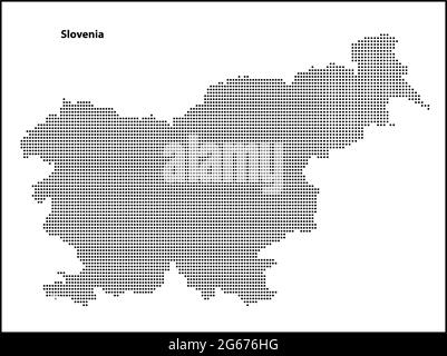 Mappa vettoriale a mezzitoni punteggiata del paese Slovenia per il tuo progetto, concetto di illustrazione di viaggio. Illustrazione Vettoriale