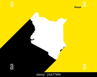 Mappa del Kenya su poster retrò con lunga ombra. Segno vintage facile da modificare, manipolare, ridimensionare o colorare. Illustrazione Vettoriale