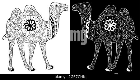 Zentagle o Henna arte di un cammello - illustrazione vettoriale EPS 10 Illustrazione Vettoriale