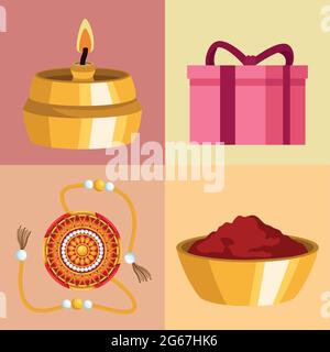 raksha bandhan icone Illustrazione Vettoriale