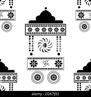 L'antico design spirituale dei veicoli con Rangoli è in perfetto stile Illustrazione Vettoriale