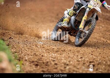 Maggiora / Novara - Italia, 03 luglio 2021, Oldani Riccardo durante i Campionati Mondiali di Moto 2021 FIM MX125, il 3 luglio 2021 a Maggiora, Italia - Foto Nderim Kaceli / Alamy Live News Foto Stock