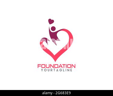 Simbolo del vettore cardiaco. Logotipo del nastro del giorno di San Valentino. Linea astratta logo salute medica icona design. Illustrazione Vettoriale