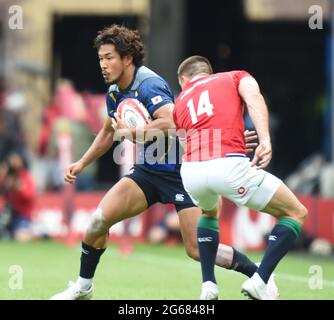 BT Murrayfield .Edinburgh.Scotland UK. Partita di Coppa del 26 giugno-21 1888 tra i Lions britannici e irlandesi e il Giappone raffigurata durante la partita Ryohei Yamanaka Foto Stock