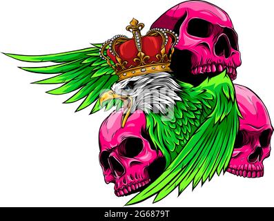 Illustrazione vettoriale di re Eagle e Skulls Illustrazione Vettoriale