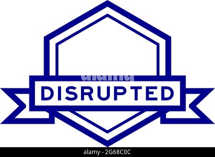 Banner con etichetta esagonale di colore blu vintage con parola interrotta su sfondo bianco Illustrazione Vettoriale