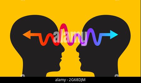 Informazioni sull'icona. Concetto di empatia. Logo di intelligenza emotiva. Cartello Life Coach. Logo di comunicazione Illustrazione Vettoriale