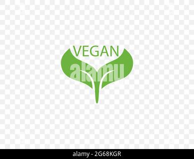 Vegano, foglia, icona naturale su sfondo trasparente. Illustrazione vettoriale. Illustrazione Vettoriale