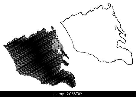 Consorzio comunale libero di Ragusa (Italia, Repubblica Italiana, Regione Sicilia) mappa illustrazione vettoriale, abbozzetto cartografico Provincia di Ragusa Illustrazione Vettoriale