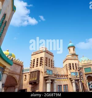 L'architettura esotica sull'Isola di Haihua, Hainan, Cina. Foto Stock