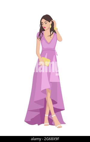 Donna con tacchi alti vestita con abiti alla moda - illustrazione di moda femminile Illustrazione Vettoriale