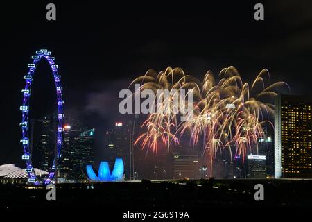 Fuochi d'artificio a Singapore Foto Stock