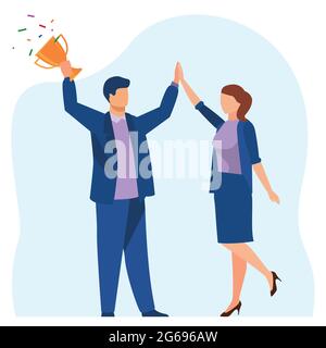 Vittoria di affari, successo di squadra, vittoria personale - illustrazione del vettore Illustrazione Vettoriale