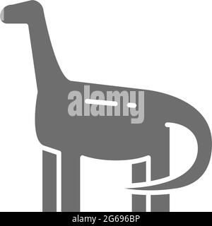 Brachiosauro, brontosauro, dinosauro, icona grigia dell'era preistorica. Illustrazione Vettoriale