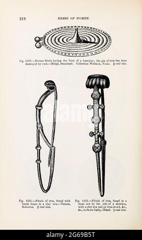 Ornamenti vichinghi e gioielli del libro 'l'età vichinga: La storia, le maniere e le usanze degli antenati delle nazioni anglofoni' Volume 2 di Du Chaillu, Paul B. (Paul Belloni), pubblicato a New York dai figli di C. Scribner nel 1890 Foto Stock