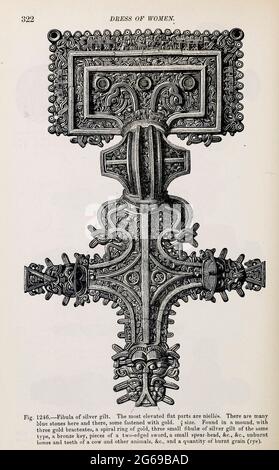 Ornamenti vichinghi e gioielli del libro 'l'età vichinga: La storia, le maniere e le usanze degli antenati delle nazioni anglofoni' Volume 2 di Du Chaillu, Paul B. (Paul Belloni), pubblicato a New York dai figli di C. Scribner nel 1890 Foto Stock