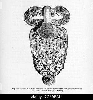 Ornamenti vichinghi e gioielli del libro 'l'età vichinga: La storia, le maniere e le usanze degli antenati delle nazioni anglofoni' Volume 2 di Du Chaillu, Paul B. (Paul Belloni), pubblicato a New York dai figli di C. Scribner nel 1890 Foto Stock