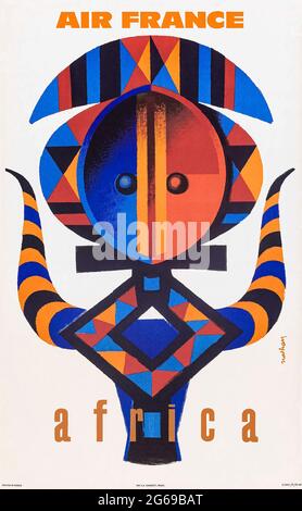 ‘Air France, Africa’ 1962 Poster turistico con arte tribale di Jacques Nathan-Garamond (1910-2001). Credit: Collezione privata / AF Fotografia Foto Stock