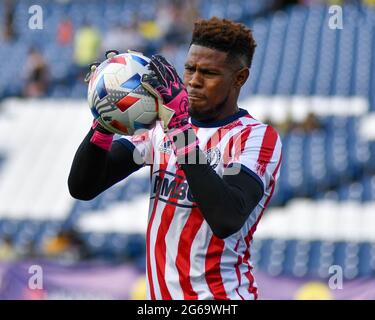 03 luglio 2021: Portiere di Philadelphia, Andre Blake (18), durante il riscaldamento della partita di MLS tra la Philadelphia Union e Nashville SC al Nissan Stadium di Nashville, Tennessee. Kevin Langley/CSM Foto Stock