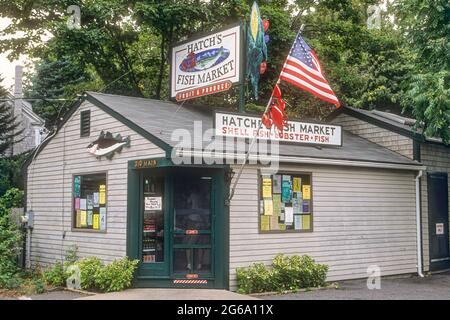 Mercato del pesce di Hatch e prodotti freschi a Wellfleet, Massachusetts Foto Stock