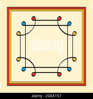 Yantra Tailandese colorato, piazze sovrapposte con angoli ad anello, anche anello di Salomone. Antico simbolo, raffigurato per la prima volta nella valle dell'Indo. Foto Stock