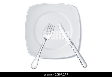 Piastra con la forchetta e coltello Illustrazione Vettoriale
