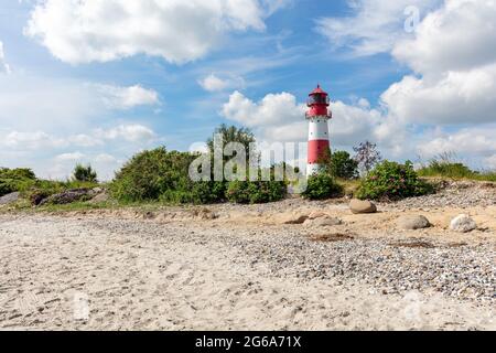 Faro di Falshöft sulla costa del Mar Baltico a Schleswig-Holstein, Germania Foto Stock