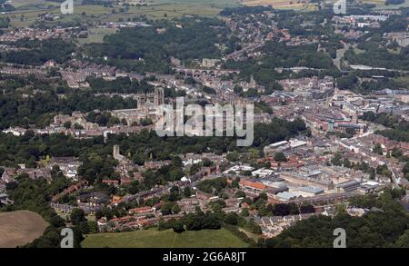 Vista aerea dello skyline di Durham Foto Stock