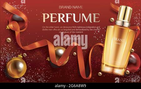 Profumo bottiglia di vetro dorato. Illustrazione Vettoriale