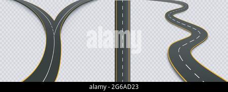 Tortuosa strada curva o autostrada con segnaletica. Illustrazione Vettoriale