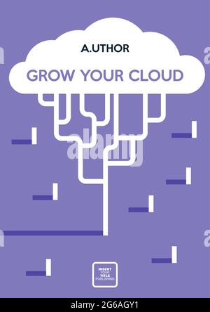 Fate crescere il vostro cloud. Concetto creativo di copertina del libro. Genere fiction o non-fiction. Design di stile di metà secolo. Illustrazione Vettoriale